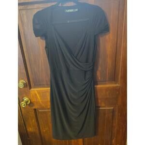 Lauren Ralph Lauren LBD Sheer Cap Sleeve Wrap Dress